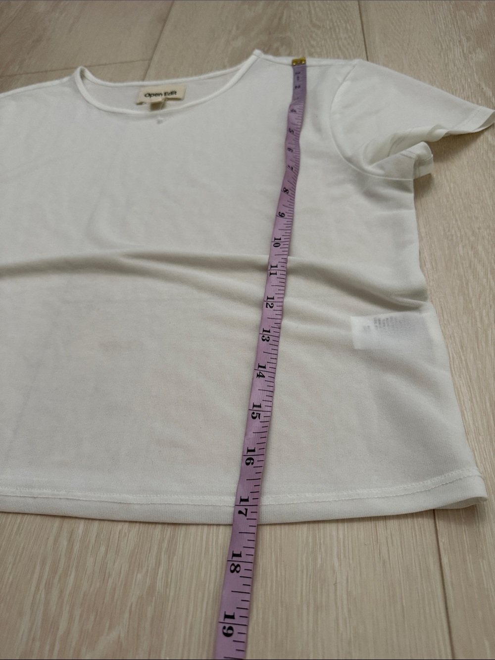 Open Edit Sheer Short Sleeve White Crop Tee - Picture 6 of 8